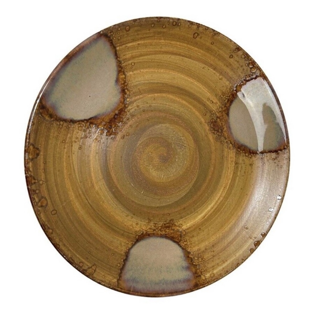 Sango Splash Brown Drip Glazed Swirl Stoneware Pottery Salad Plate Style #4951